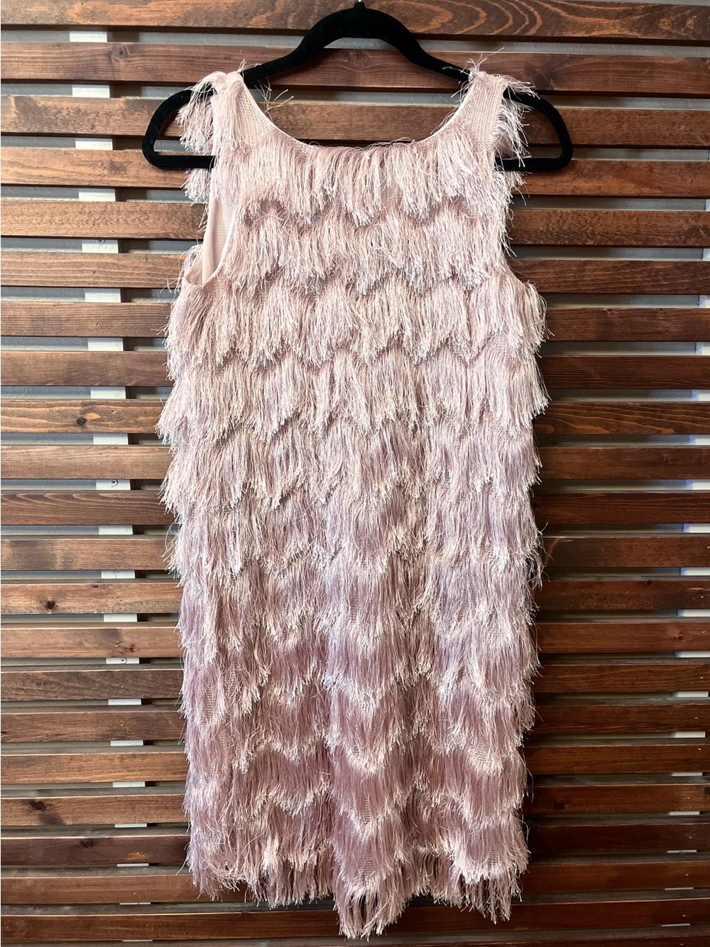 NWT Zara Soft Pink Reproduction Fringe Flapper 1920s Style Sleeveless Dress - S